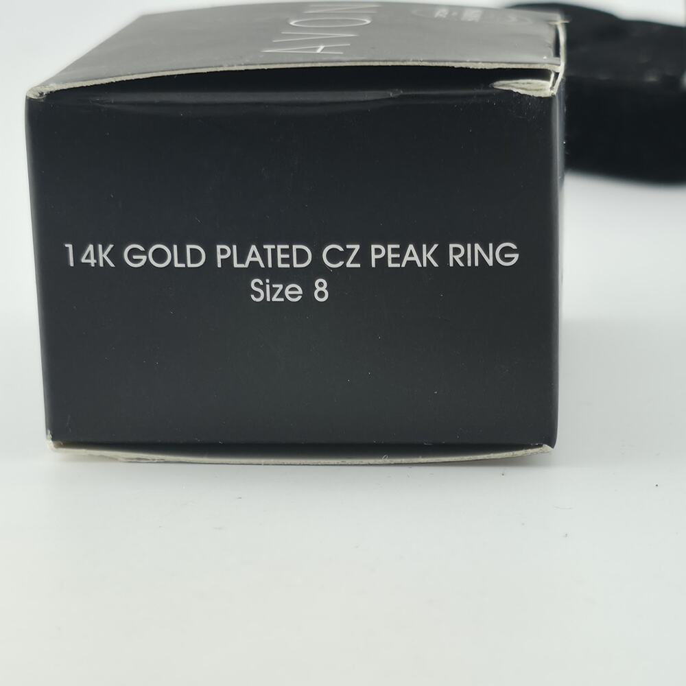 Avon 14K Gold Plated Over 925 Sterling Silver Swarovski Cz Peak Ring Size 8 New - Picture 9 of 16